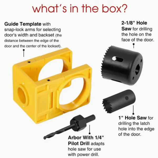 Manual Door Lock Installation Kit with Drill Bit and Hole Saw
