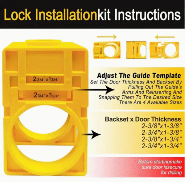 Manual Door Lock Installation Kit with Drill Bit and Hole Saw