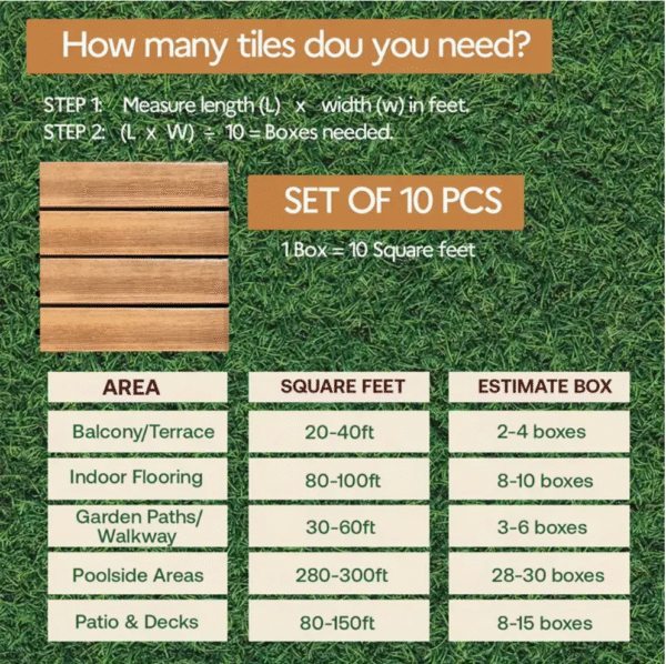 10pcs Wood Interlocking Floor Tiles